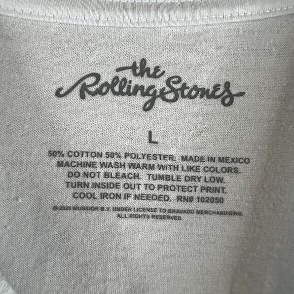 Rolling Stones T Shirt 4 Tongues Logos White Rock and Roll Womens Size L - Picture 2 of 5